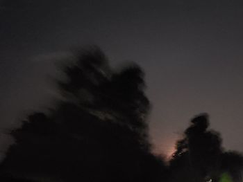 Low angle view of silhouette trees against sky at night