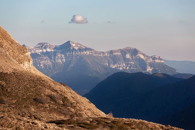 Scenic view of mountains against sky