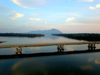 Scenic view of lake against sky