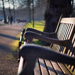 Close-up of empty bench