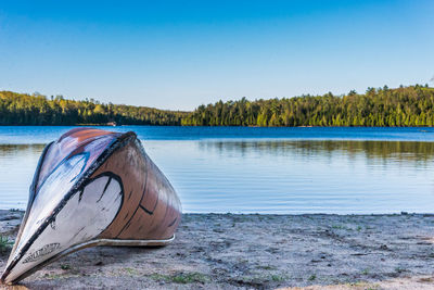 Scenic view of lake against clear sky