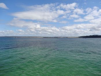 Scenic view of sea against cloudy sky