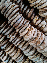 Full frame shot of stack of rusty metal
