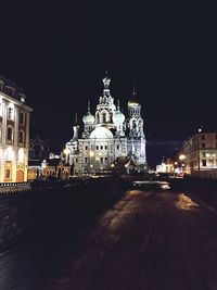 Illuminated city at night