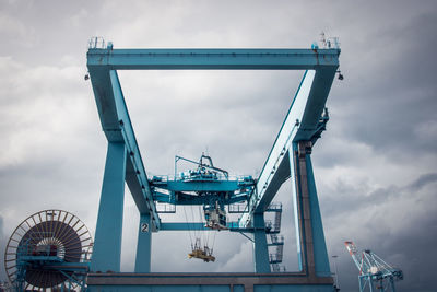 Low angle view of pier against sky