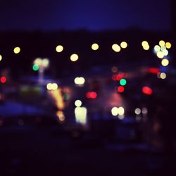 Defocused lights on road at night