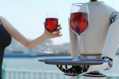 Close-up of beer glass on table