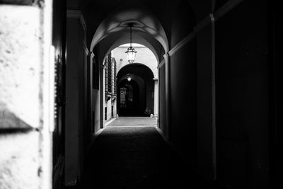 Low angle view of corridor in building in vatican city