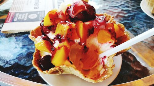 Close-up of ice cream in plate