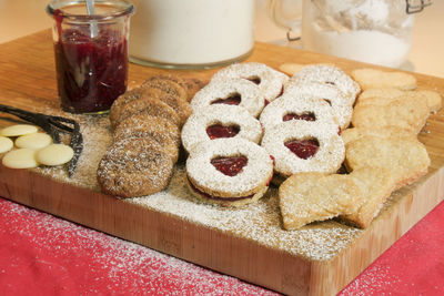 Baked biscuits on cutting board