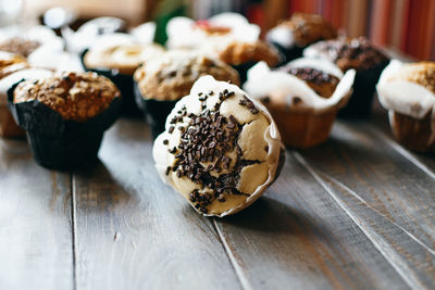 Close-up of chocolate cake on table