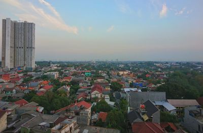 High angle view of townscape against sky