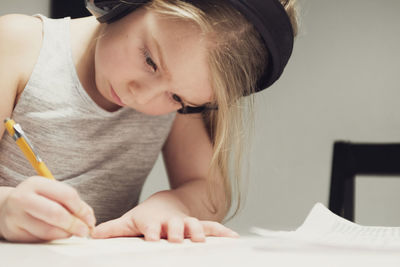 Girl writing