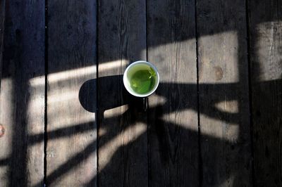 High angle view of drink on table