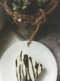 Close-up of dessert in plate on table