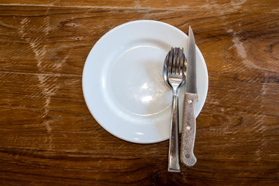 High angle view of ice cream in plate on table