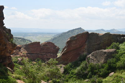 Scenic view of rocky mountains against sky