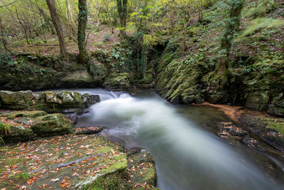 Long exposure of a waterfall on the east lyn river at watersmeet in exmoor national park