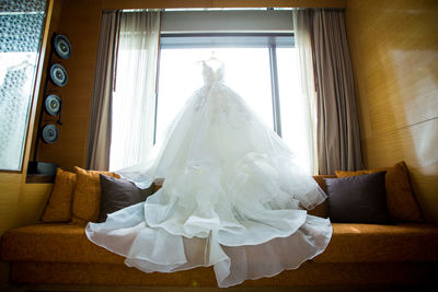 White curtain against window at home