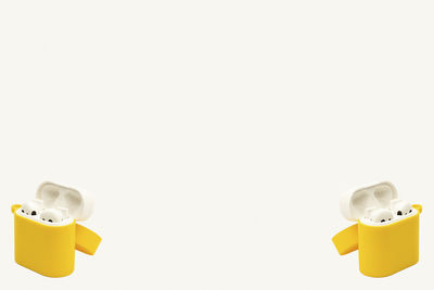 Close-up of dices over white background