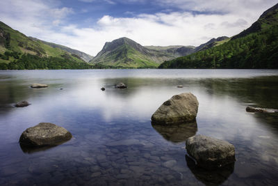 Scenic view of lake against sky