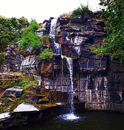 Scenic view of waterfall