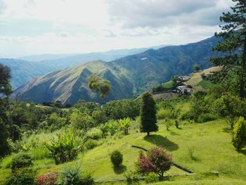 Scenic view of mountains against sky