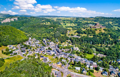 High angle view of townscape against sky