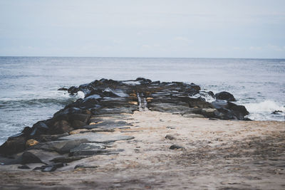Scenic view of sea against clear sky