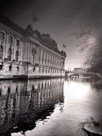 Reflection of built structure in water