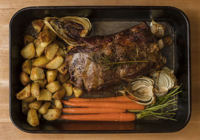 High angle view of food on table