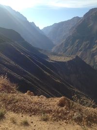 Scenic view of mountains against sky