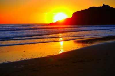 Scenic view of sea at sunset