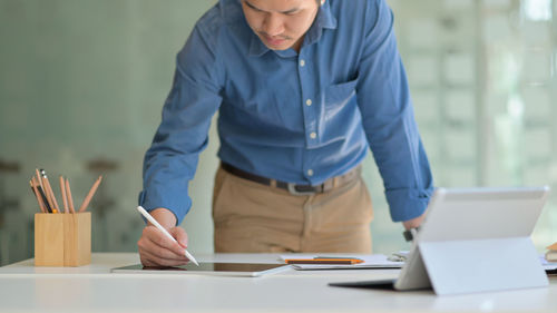 Man working on table