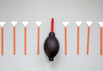 Close-up of chess pieces against white background