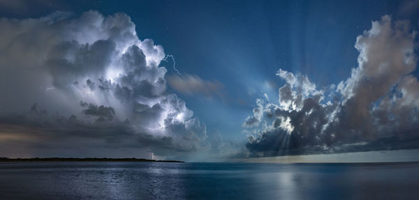 Storm clouds and lightning storm roll through st. petersburg, fl