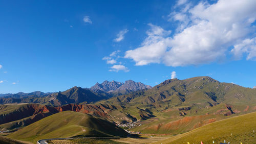 Scenic view of mountains against sky