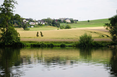 Scenic view of lake against sky