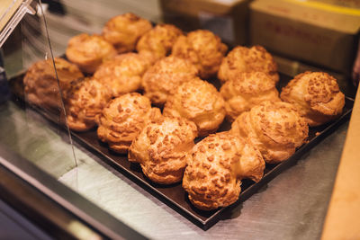 High angle view of food in tray