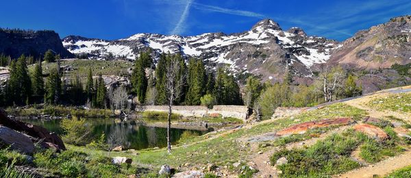 Lake blanche panorama wasatch front rocky mountains twin peaks wilderness big cottonwood canyon utah