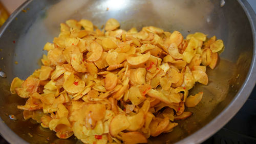 High angle view of food in bowl