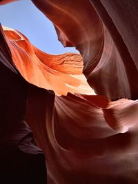 Beautiful and scenic rock formations hiking in the lower antelope canyon slot canyon