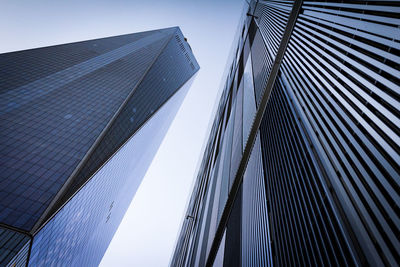 Low angle view of skyscraper against clear sky