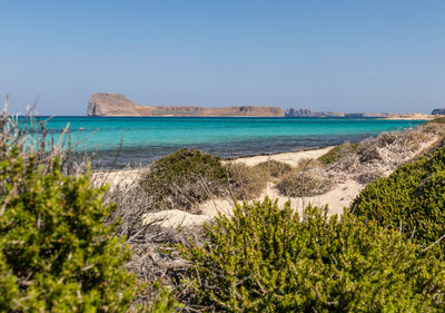 Panoramic shot of sea against clear sky