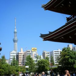 Low angle view of modern buildings against clear sky