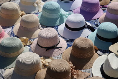 High angle view of people at market stall