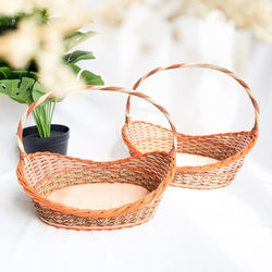 Close-up of potted plant in basket on table