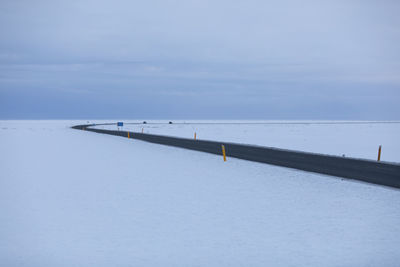 Scenic view of sea against sky during winter