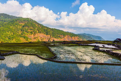 Scenic view of lake against sky