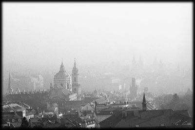 View of cityscape against clear sky